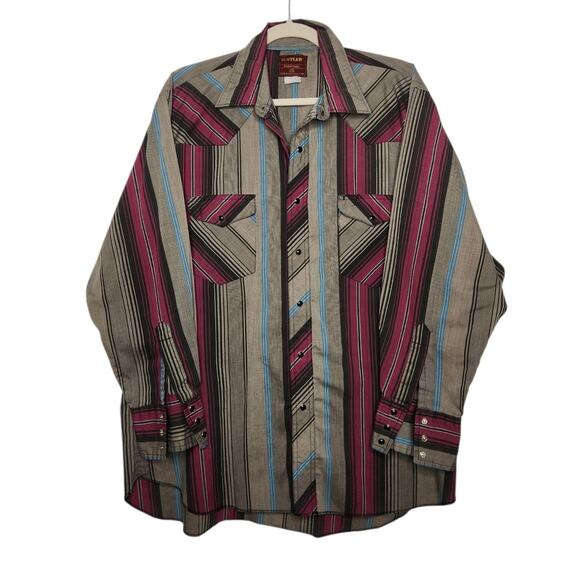 Vintage Rustler Pearl Snap Grunge Rockabilly Groovy Button Down 90s - Picture 1 of 6